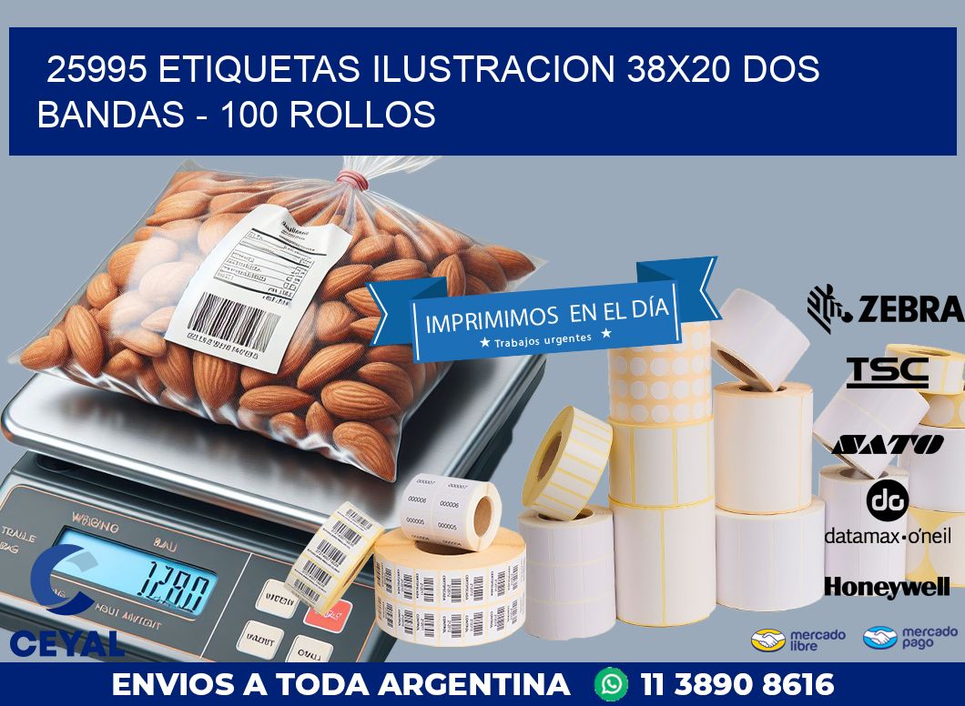 25995 ETIQUETAS ILUSTRACION 38X20 DOS BANDAS – 100 ROLLOS