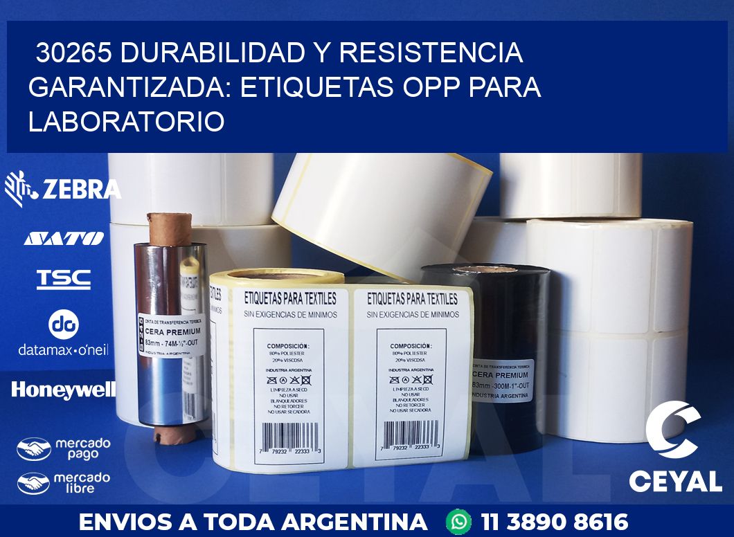 30265 DURABILIDAD Y RESISTENCIA GARANTIZADA: ETIQUETAS OPP PARA LABORATORIO