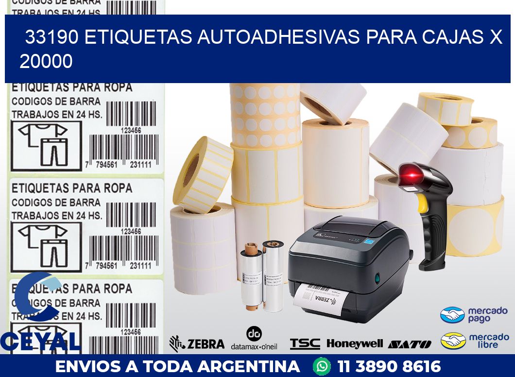33190 ETIQUETAS AUTOADHESIVAS PARA CAJAS X 20000