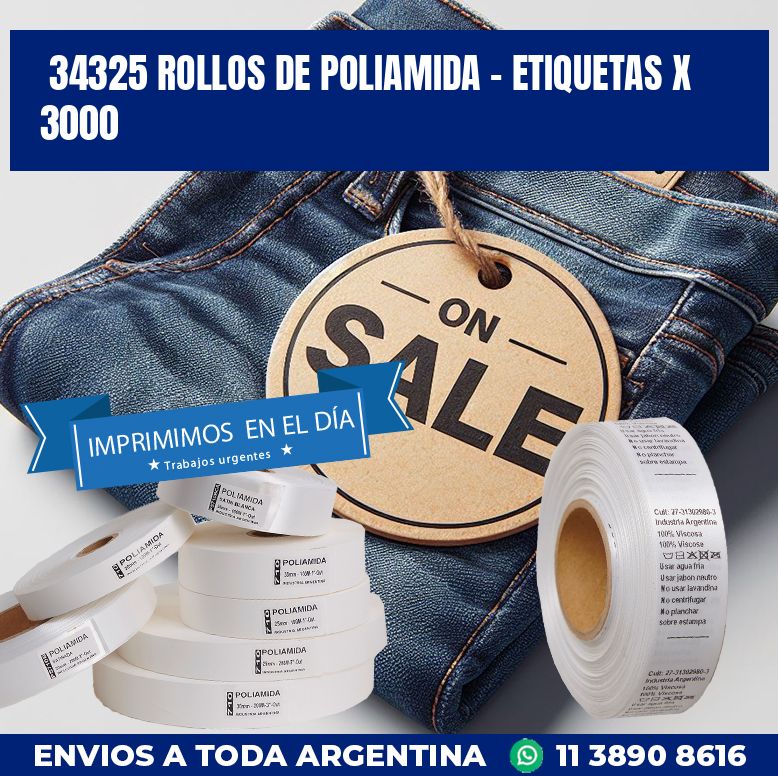 34325 ROLLOS DE POLIAMIDA – ETIQUETAS X 3000