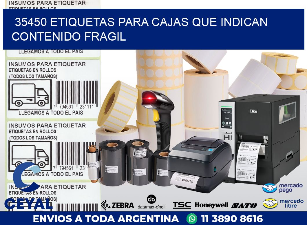 35450 ETIQUETAS PARA CAJAS QUE INDICAN CONTENIDO FRAGIL
