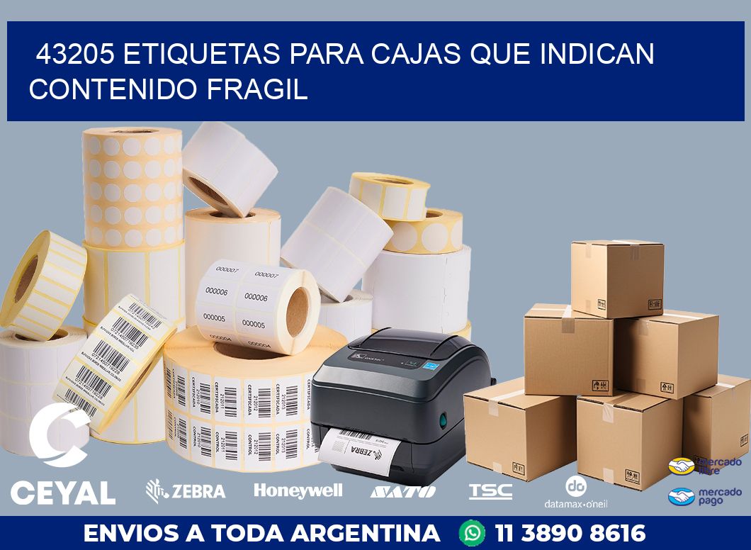 43205 ETIQUETAS PARA CAJAS QUE INDICAN CONTENIDO FRAGIL