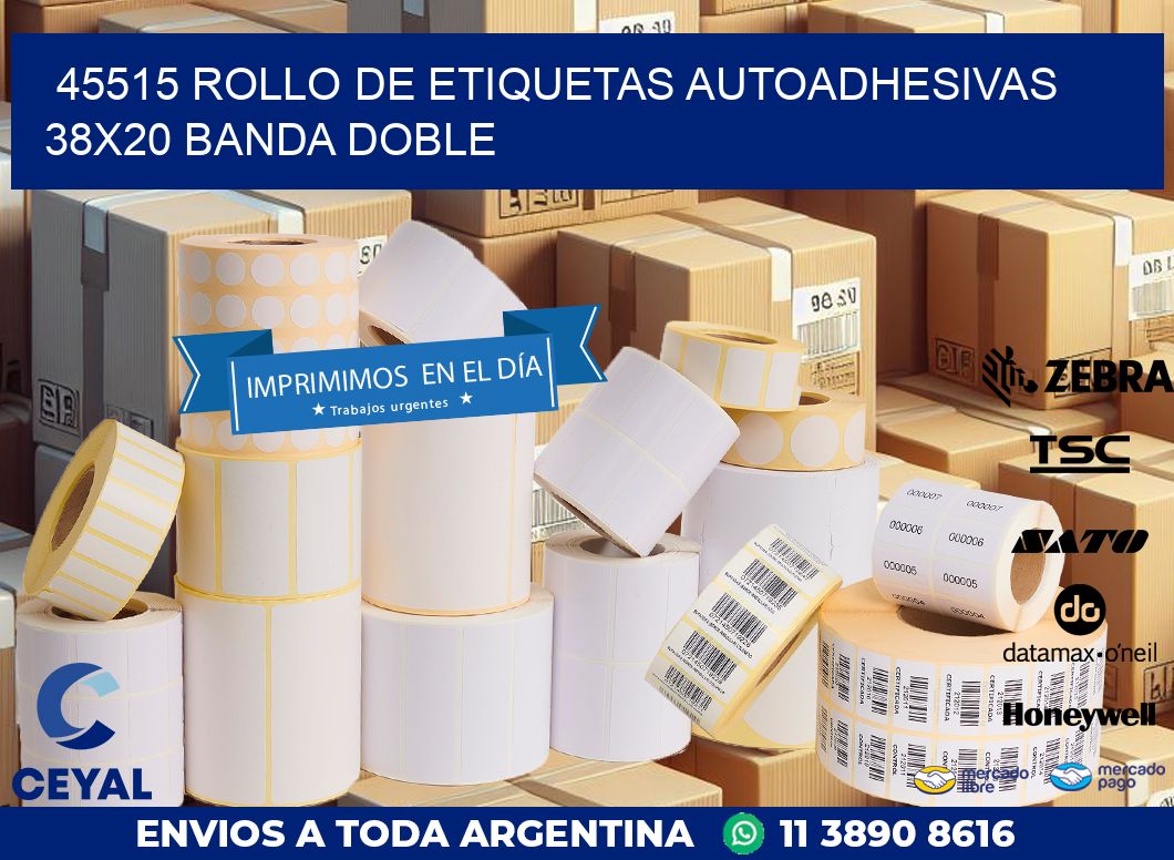 45515 ROLLO DE ETIQUETAS AUTOADHESIVAS 38X20 BANDA DOBLE