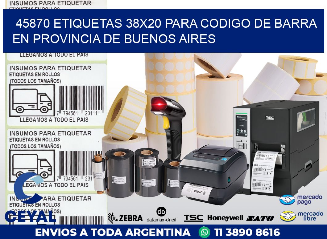 45870 ETIQUETAS 38X20 PARA CODIGO DE BARRA EN PROVINCIA DE BUENOS AIRES