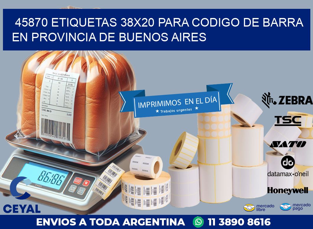 45870 ETIQUETAS 38X20 PARA CODIGO DE BARRA EN PROVINCIA DE BUENOS AIRES