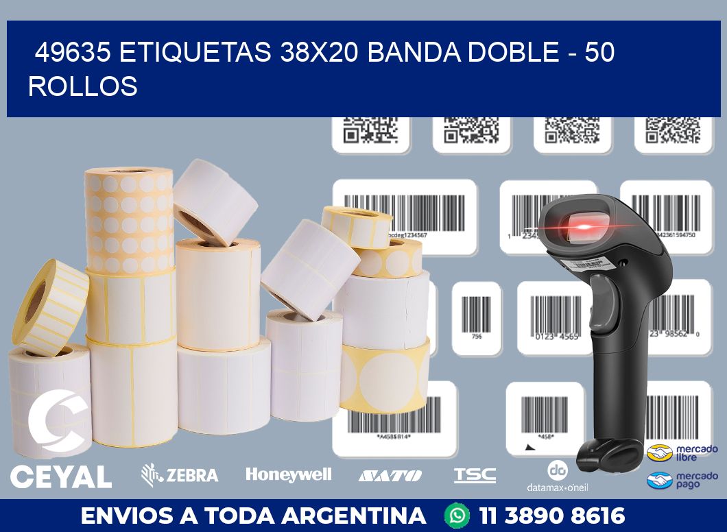 49635 ETIQUETAS 38X20 BANDA DOBLE - 50 ROLLOS