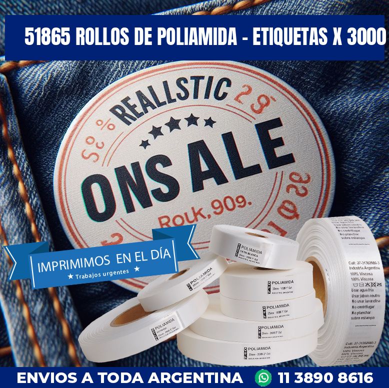 51865 ROLLOS DE POLIAMIDA – ETIQUETAS X 3000