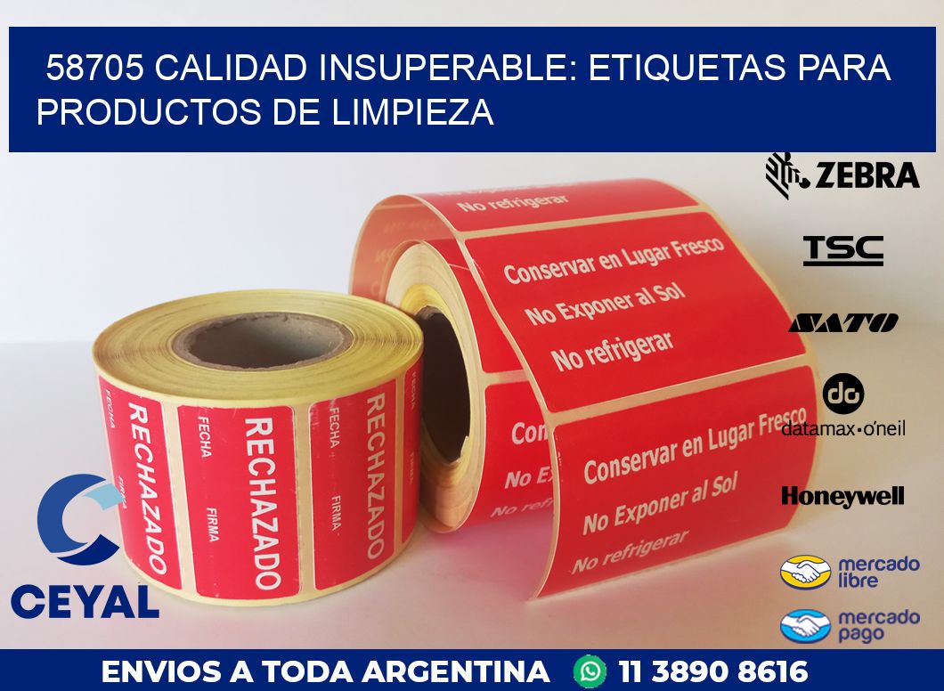 58705 CALIDAD INSUPERABLE: ETIQUETAS PARA PRODUCTOS DE LIMPIEZA