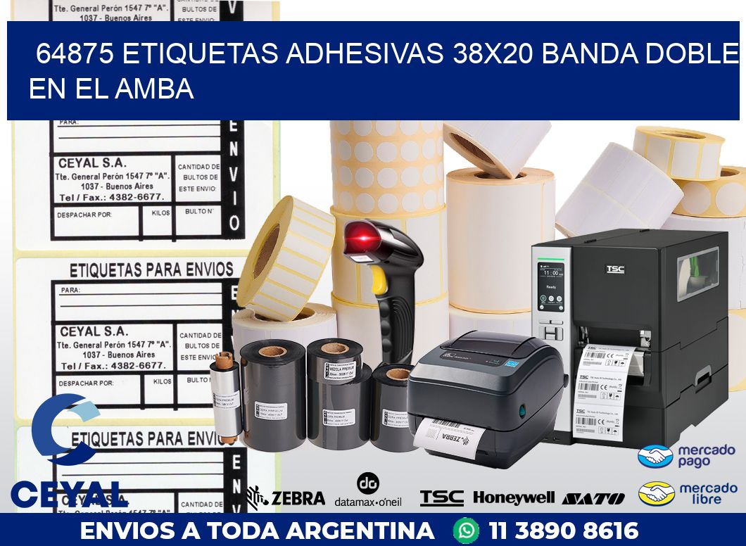 64875 ETIQUETAS ADHESIVAS 38X20 BANDA DOBLE EN EL AMBA