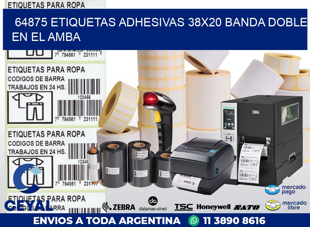 64875 ETIQUETAS ADHESIVAS 38X20 BANDA DOBLE EN EL AMBA