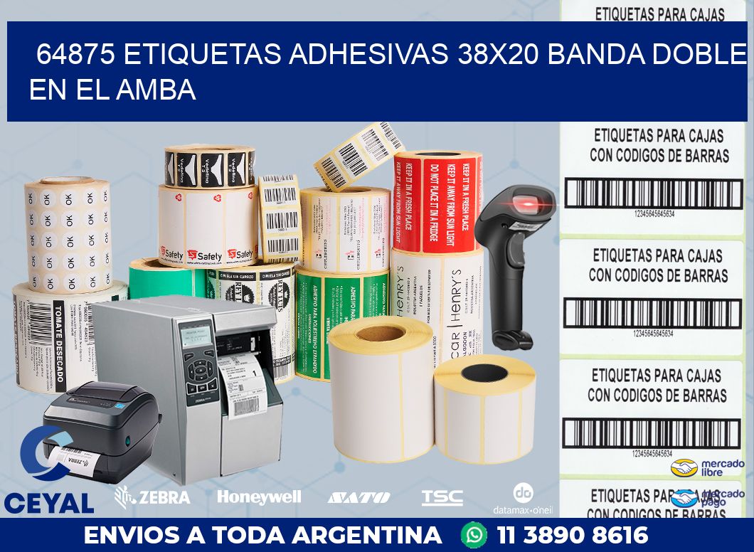 64875 ETIQUETAS ADHESIVAS 38X20 BANDA DOBLE EN EL AMBA