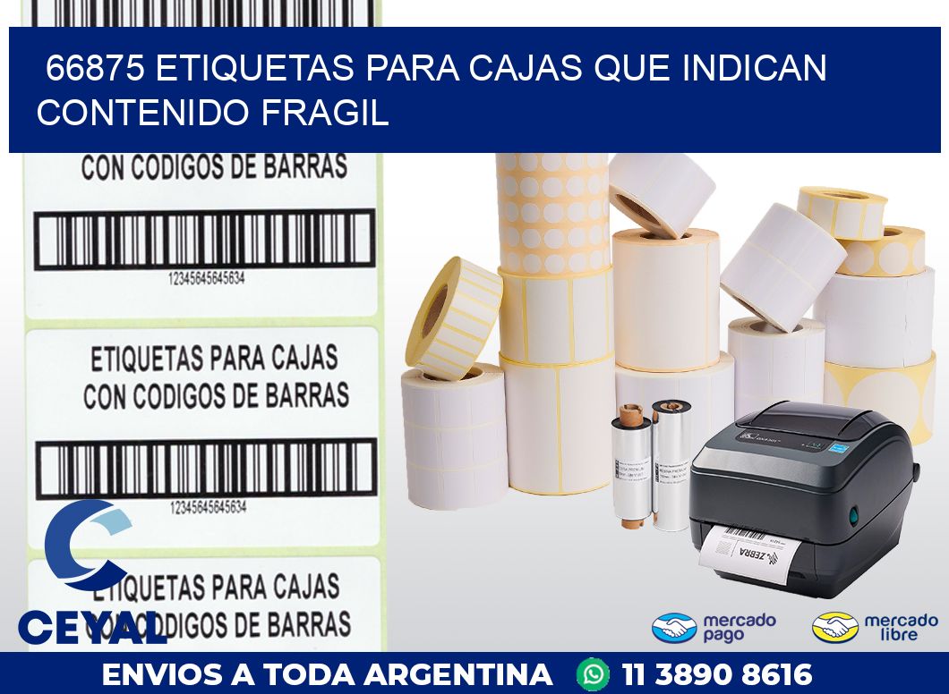 66875 ETIQUETAS PARA CAJAS QUE INDICAN CONTENIDO FRAGIL