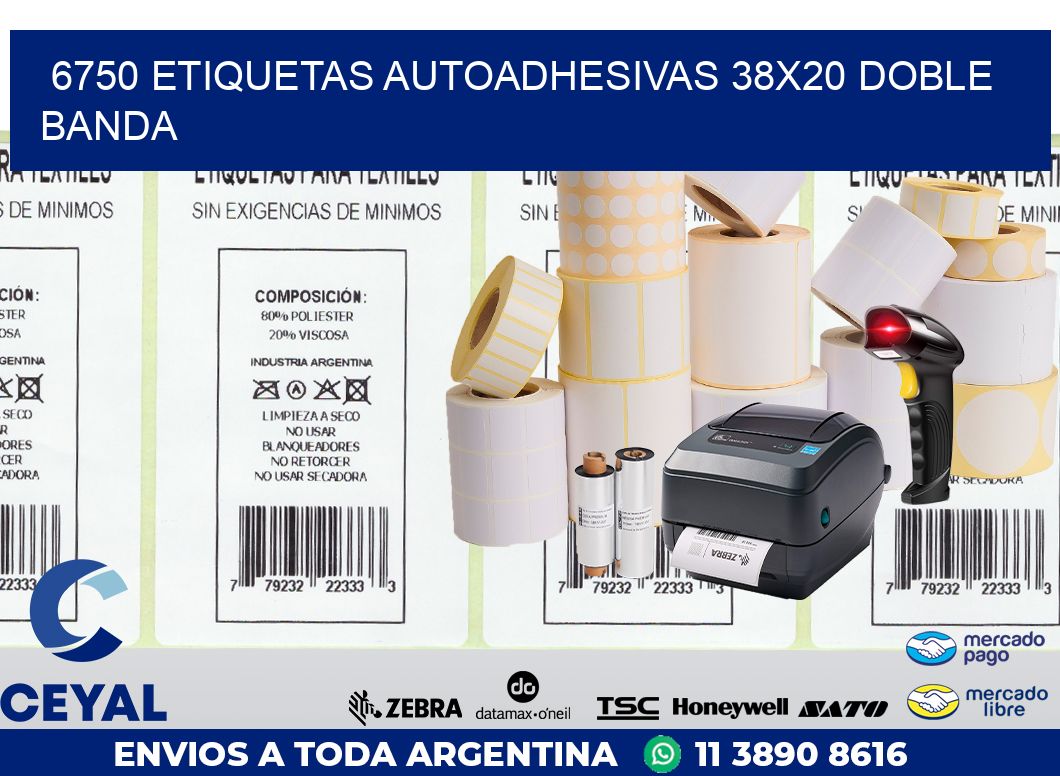 6750 ETIQUETAS AUTOADHESIVAS 38X20 DOBLE BANDA
