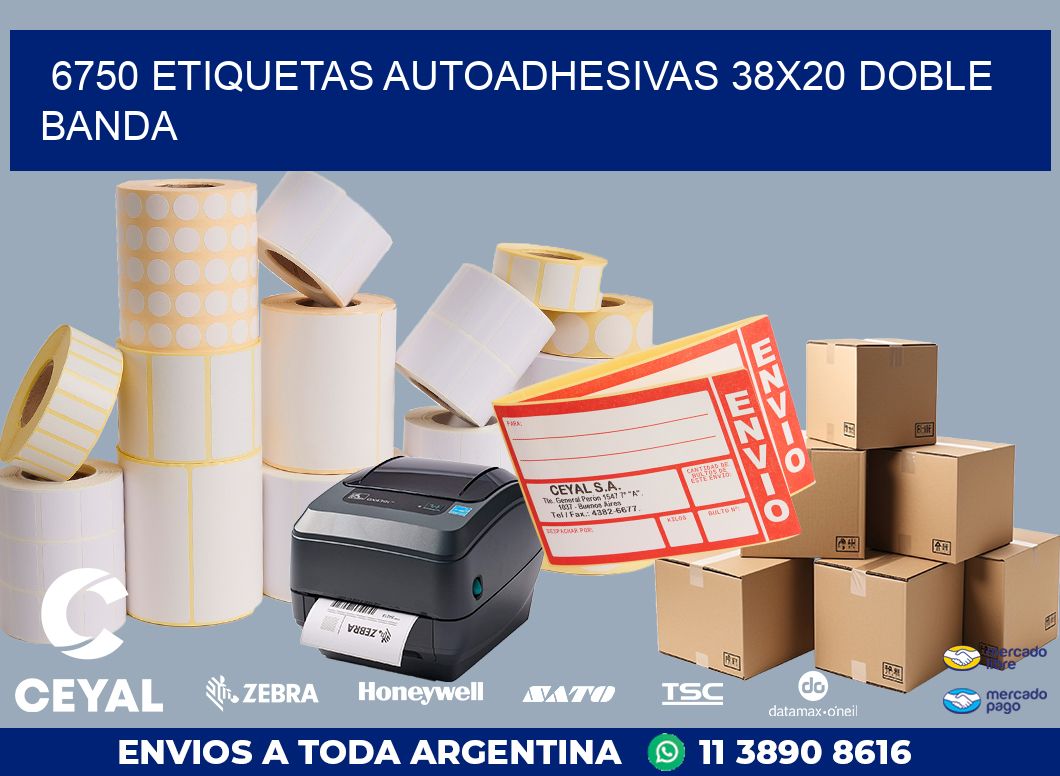 6750 ETIQUETAS AUTOADHESIVAS 38X20 DOBLE BANDA