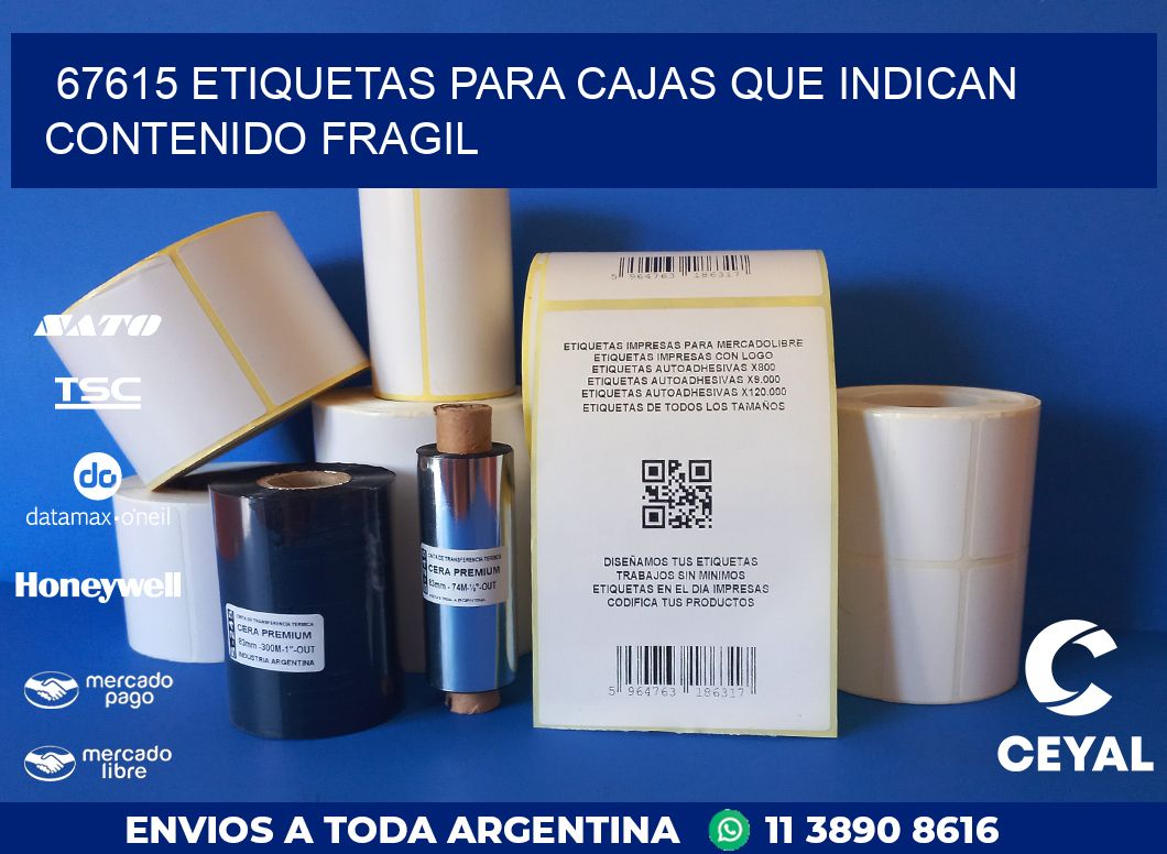 67615 ETIQUETAS PARA CAJAS QUE INDICAN CONTENIDO FRAGIL