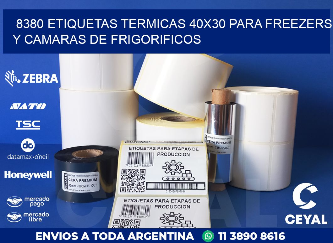 8380 ETIQUETAS TERMICAS 40X30 PARA FREEZERS Y CAMARAS DE FRIGORIFICOS