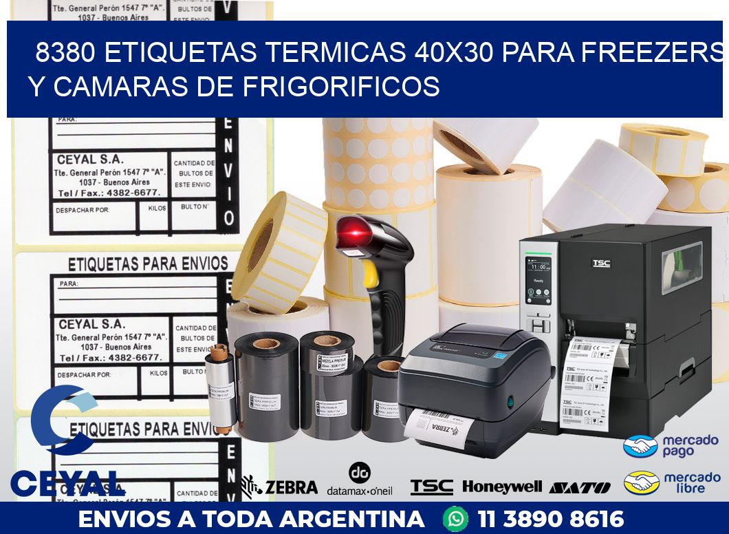 8380 ETIQUETAS TERMICAS 40X30 PARA FREEZERS Y CAMARAS DE FRIGORIFICOS