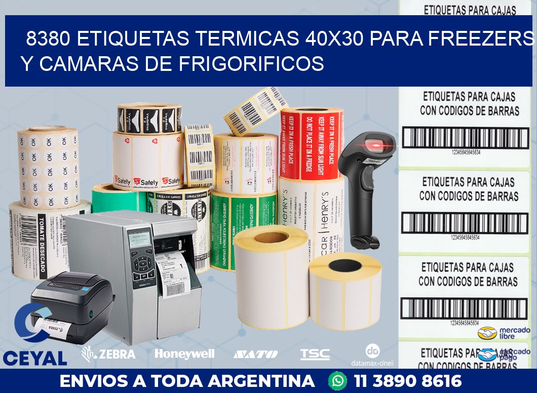 8380 ETIQUETAS TERMICAS 40X30 PARA FREEZERS Y CAMARAS DE FRIGORIFICOS