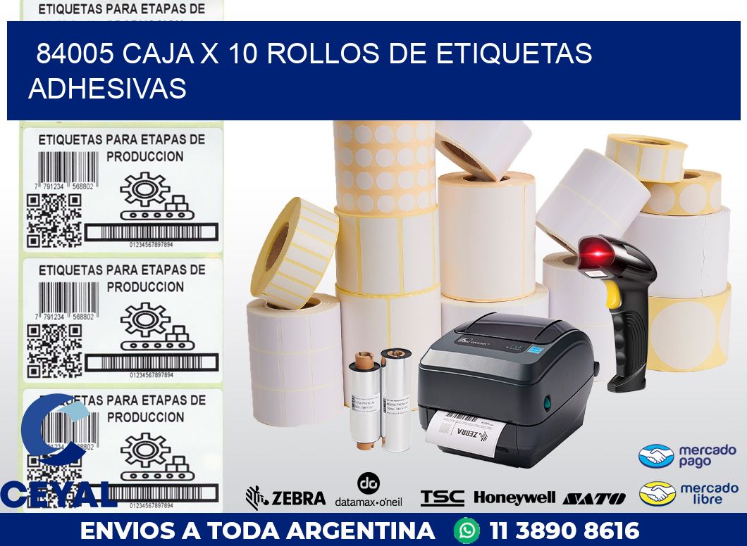 84005 CAJA X 10 ROLLOS DE ETIQUETAS ADHESIVAS