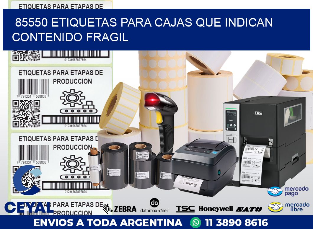 85550 ETIQUETAS PARA CAJAS QUE INDICAN CONTENIDO FRAGIL