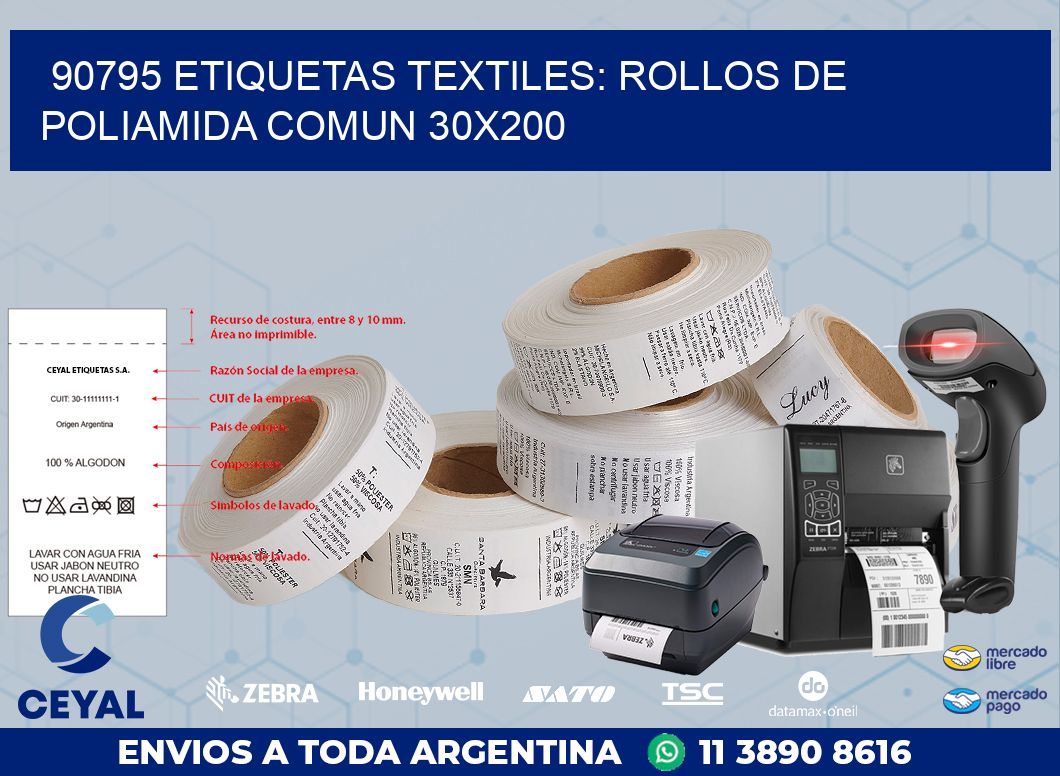 90795 ETIQUETAS TEXTILES: ROLLOS DE POLIAMIDA COMUN 30X200