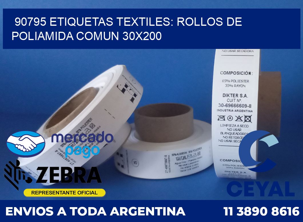90795 ETIQUETAS TEXTILES: ROLLOS DE POLIAMIDA COMUN 30X200