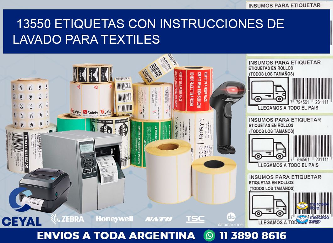 13550 ETIQUETAS CON INSTRUCCIONES DE LAVADO PARA TEXTILES