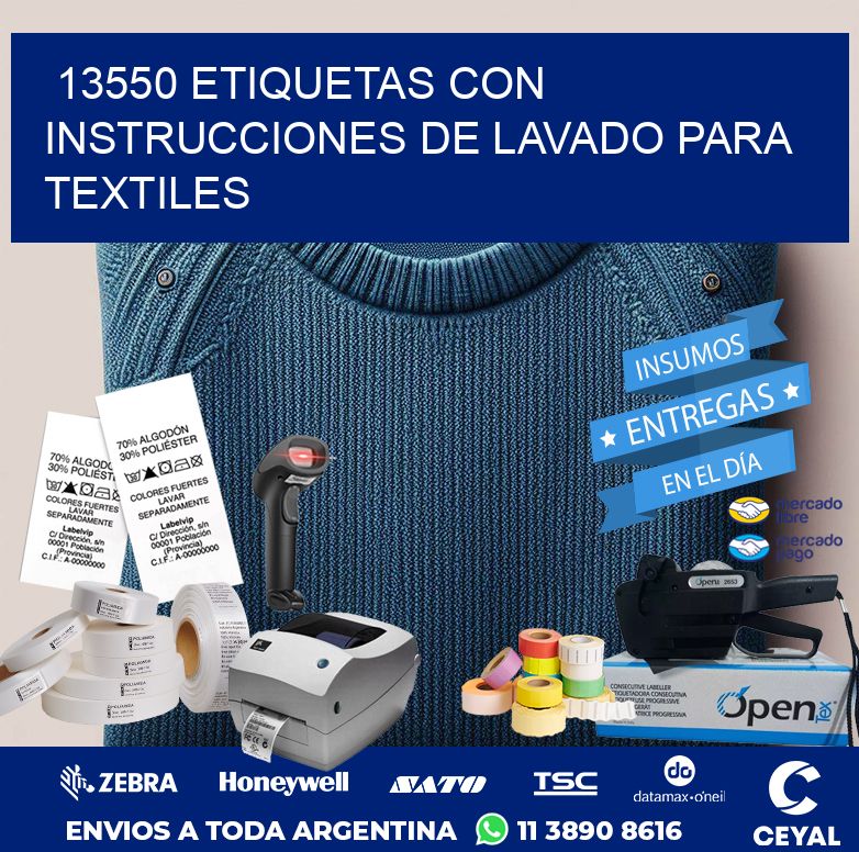 13550 ETIQUETAS CON INSTRUCCIONES DE LAVADO PARA TEXTILES