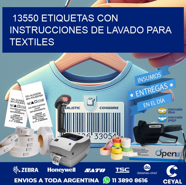 13550 ETIQUETAS CON INSTRUCCIONES DE LAVADO PARA TEXTILES