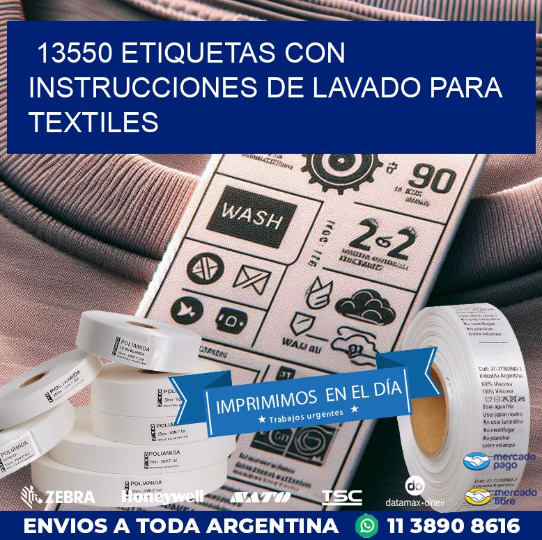 13550 ETIQUETAS CON INSTRUCCIONES DE LAVADO PARA TEXTILES