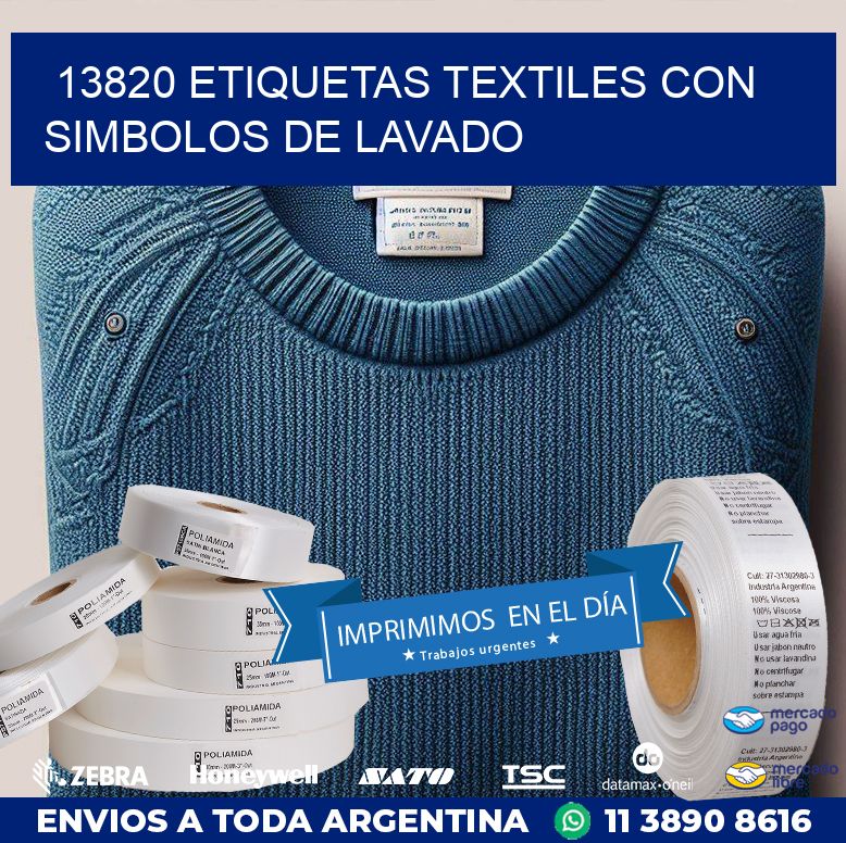 13820 ETIQUETAS TEXTILES CON SIMBOLOS DE LAVADO