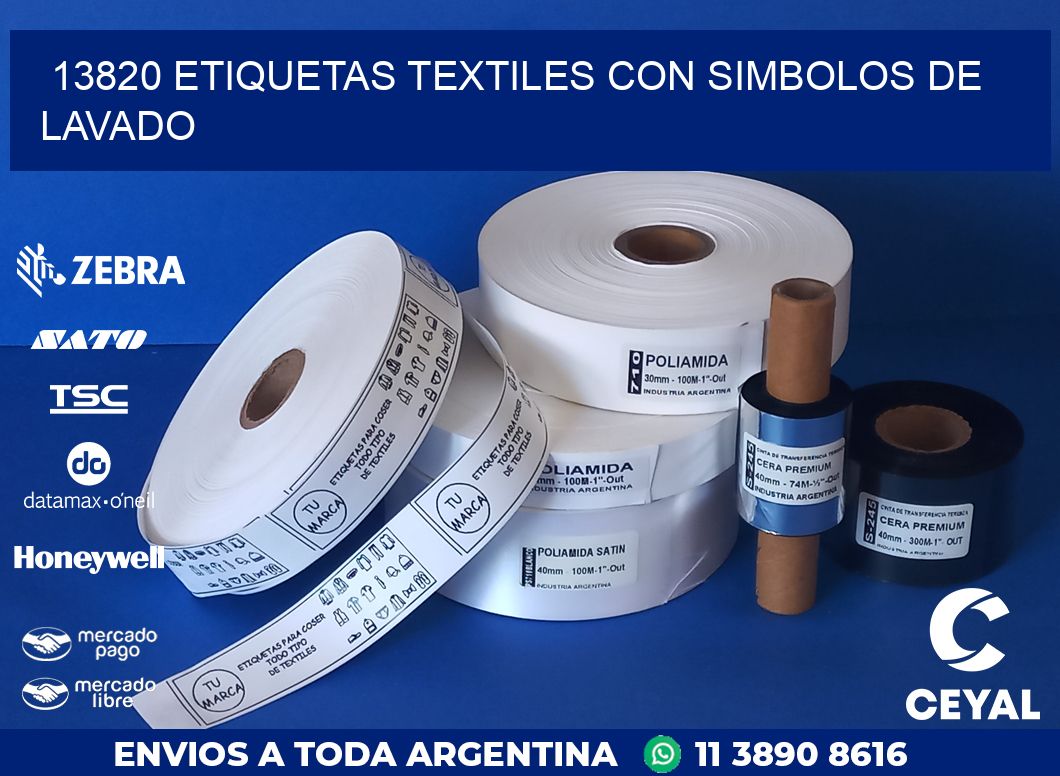 13820 ETIQUETAS TEXTILES CON SIMBOLOS DE LAVADO