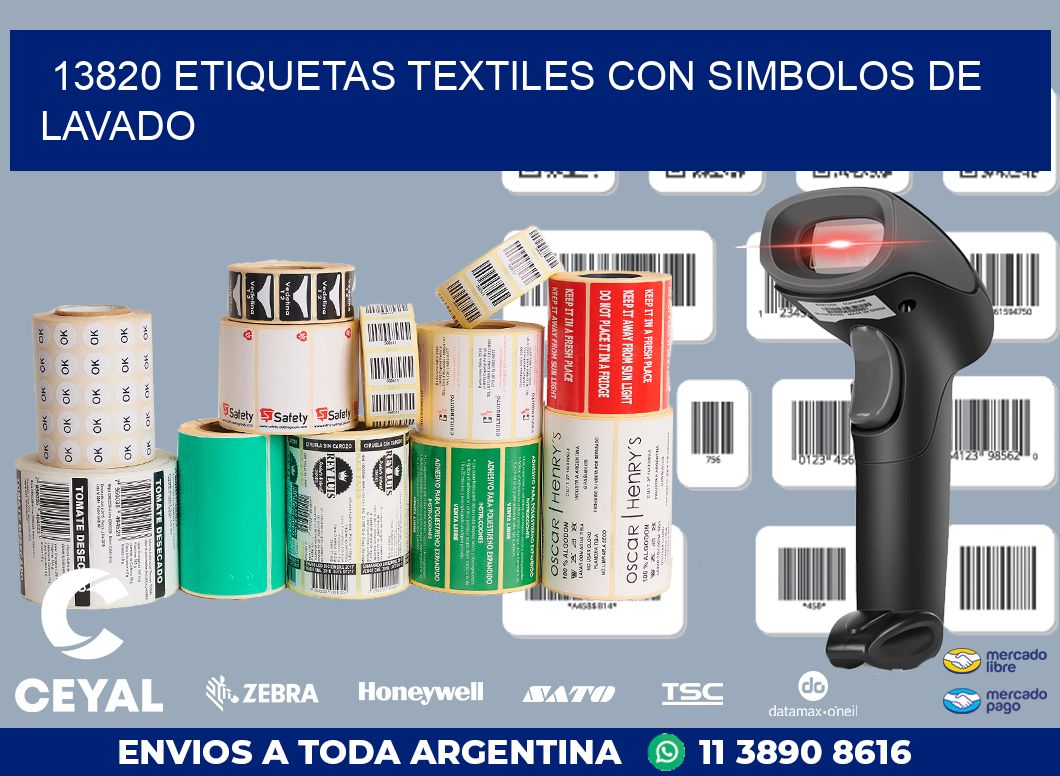 13820 ETIQUETAS TEXTILES CON SIMBOLOS DE LAVADO