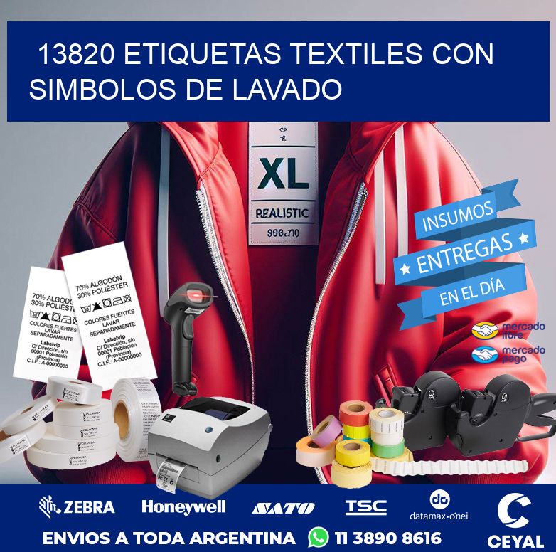 13820 ETIQUETAS TEXTILES CON SIMBOLOS DE LAVADO