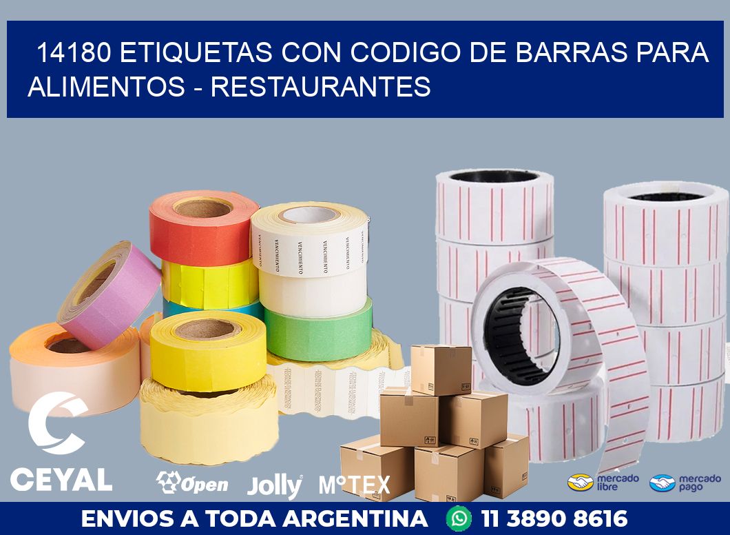 14180 ETIQUETAS CON CODIGO DE BARRAS PARA ALIMENTOS - RESTAURANTES