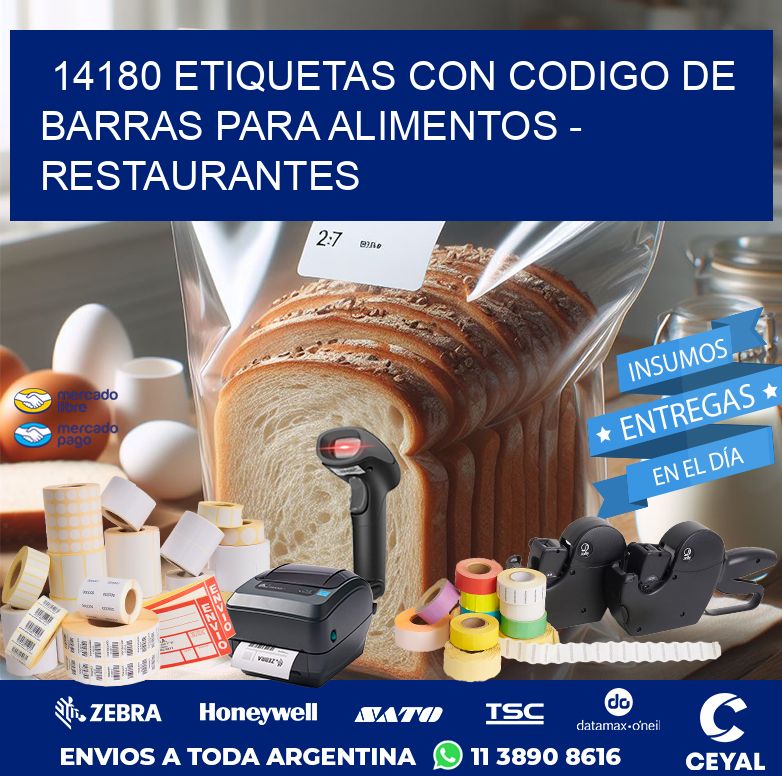 14180 ETIQUETAS CON CODIGO DE BARRAS PARA ALIMENTOS - RESTAURANTES