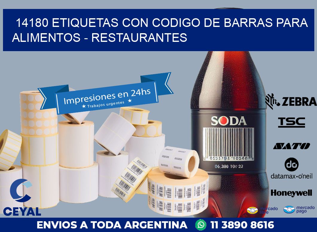 14180 ETIQUETAS CON CODIGO DE BARRAS PARA ALIMENTOS - RESTAURANTES