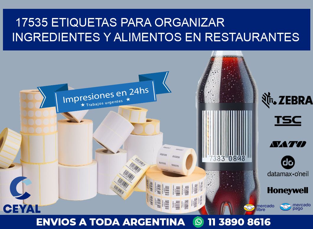 17535 ETIQUETAS PARA ORGANIZAR INGREDIENTES Y ALIMENTOS EN RESTAURANTES