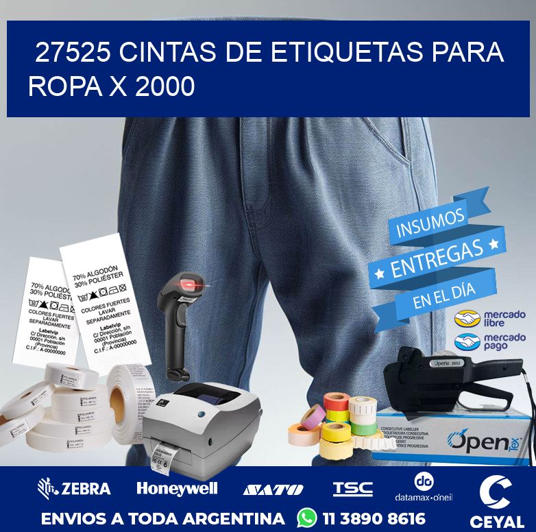 27525 CINTAS DE ETIQUETAS PARA ROPA X 2000