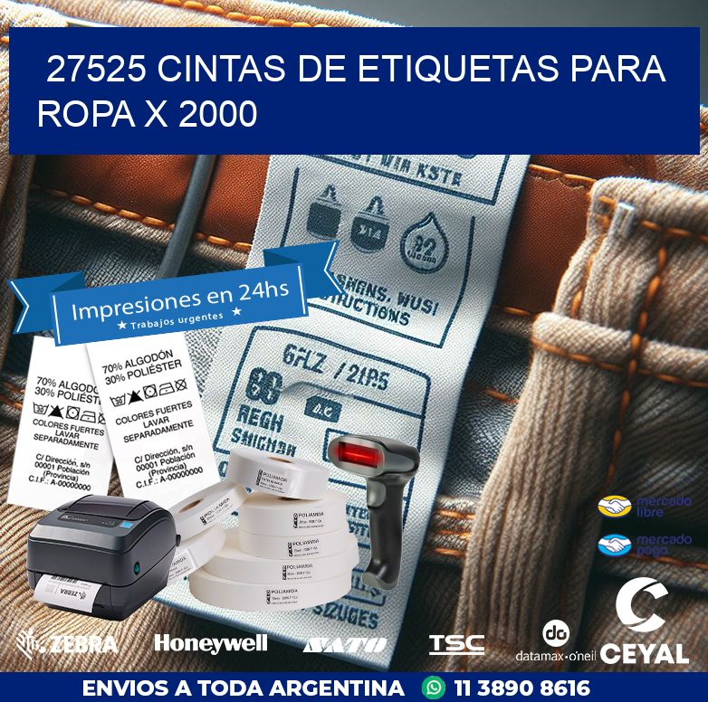 27525 CINTAS DE ETIQUETAS PARA ROPA X 2000
