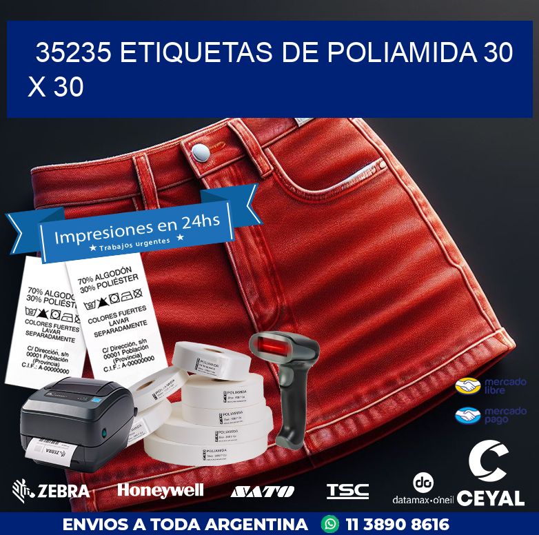 35235 ETIQUETAS DE POLIAMIDA 30 X 30