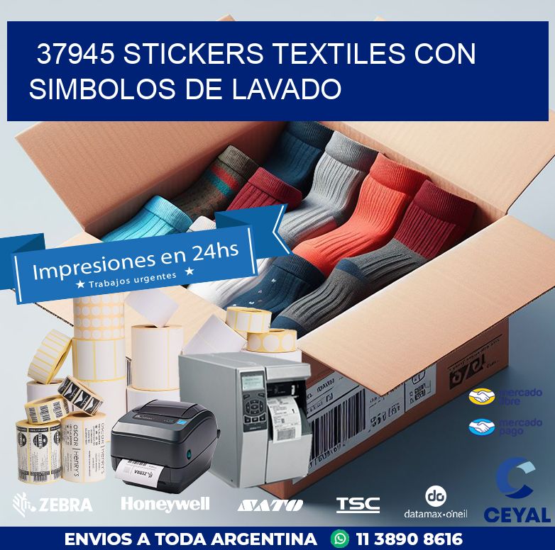 37945 STICKERS TEXTILES CON SIMBOLOS DE LAVADO