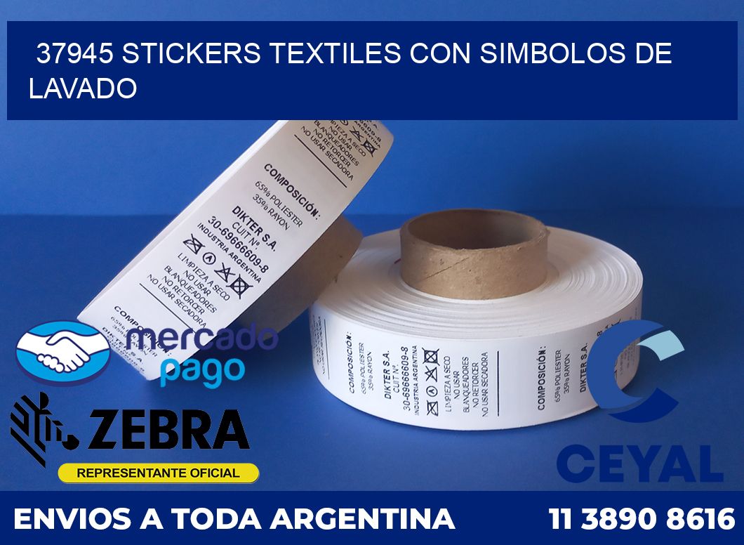 37945 STICKERS TEXTILES CON SIMBOLOS DE LAVADO