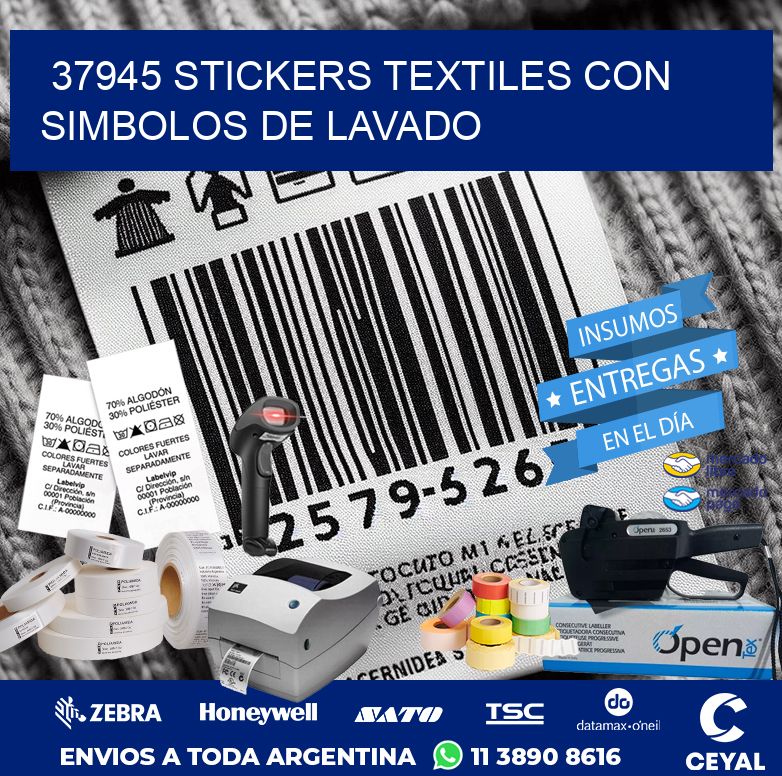 37945 STICKERS TEXTILES CON SIMBOLOS DE LAVADO