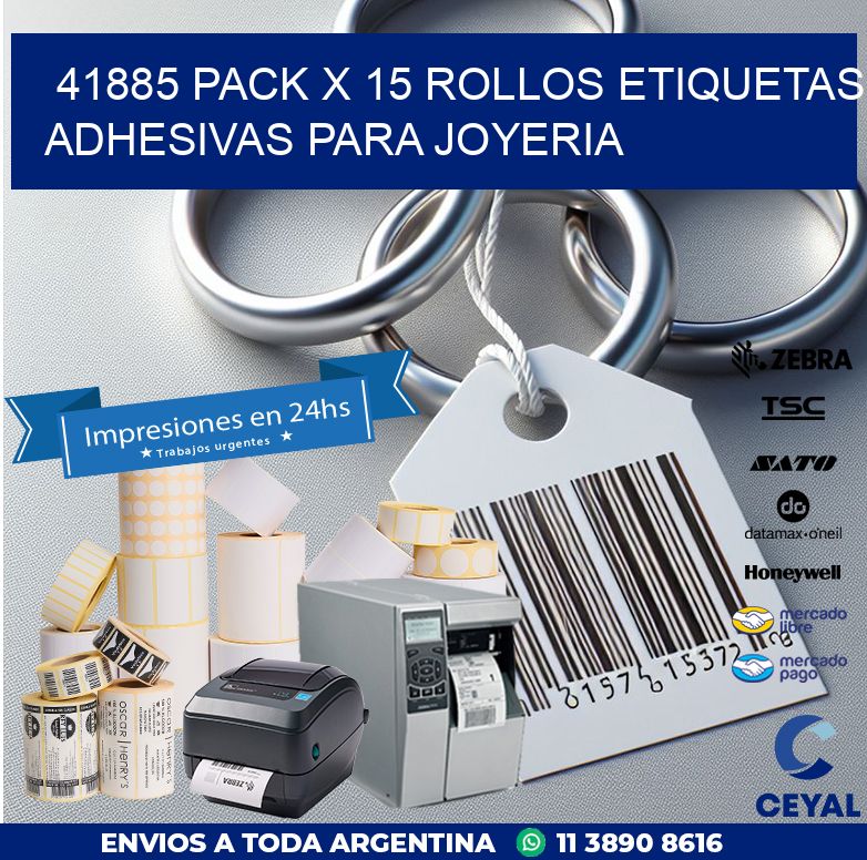 41885 PACK X 15 ROLLOS ETIQUETAS ADHESIVAS PARA JOYERIA