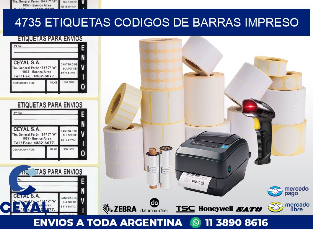 4735 ETIQUETAS CODIGOS DE BARRAS IMPRESO