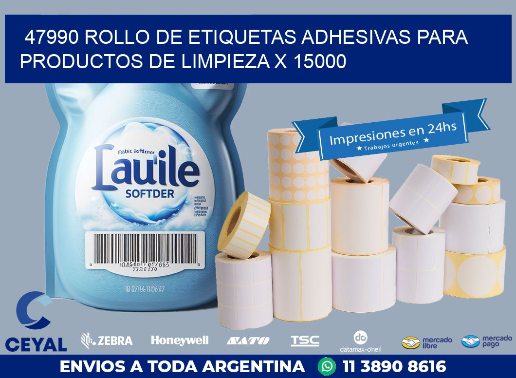 47990 ROLLO DE ETIQUETAS ADHESIVAS PARA PRODUCTOS DE LIMPIEZA X 15000