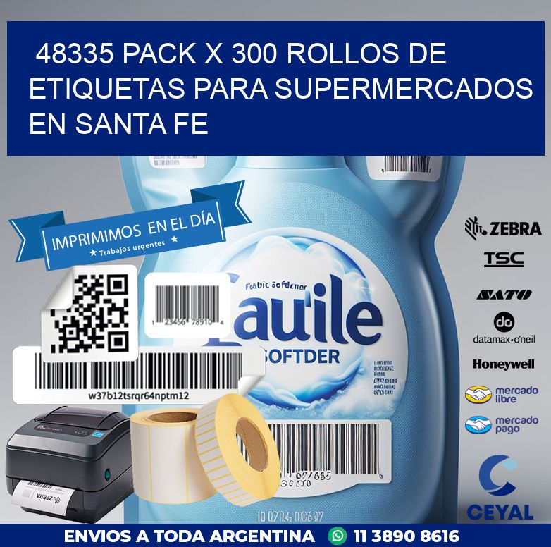 48335 PACK X 300 ROLLOS DE ETIQUETAS PARA SUPERMERCADOS EN SANTA FE