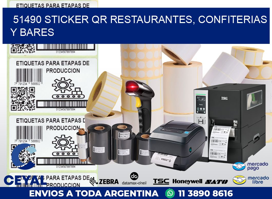 51490 STICKER QR RESTAURANTES, CONFITERIAS Y BARES
