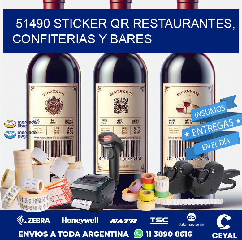 51490 STICKER QR RESTAURANTES, CONFITERIAS Y BARES